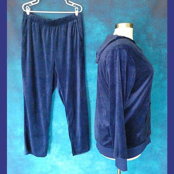Woman Within Blue Velour Jogging Suit 18/20 Large - Picture 5 of 7
